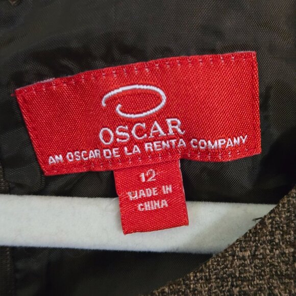 Oscar De La Renta Vintage 90s Quiet Luxury Brown Embroidered Dress Suit Size 12 - Picture 9 of 12